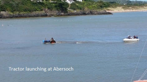 Abersoch launching by tractor